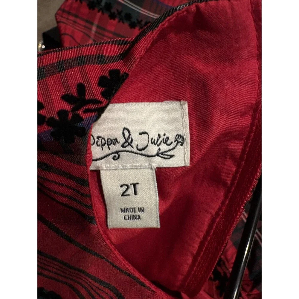 NEW Pippa & Julie Girls Cynthia Red Plaid Ruffle Holiday Dress Size 2 Flutter